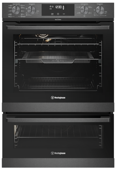 60cm multi-function 10/5 pyrolytic duo oven, dark stainless steel