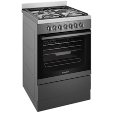 60cm freestanding electric oven and gas cooktop with AirFry, dark stainless steel