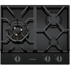60cm 3 burner black ceramic glass gas cooktop