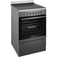 60cm freestanding electric oven and ceramic cooktop with AirFry, dark stainless steel