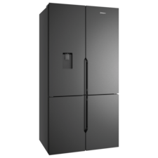 564L Quad Door Fridge, Matte Charcoal Black