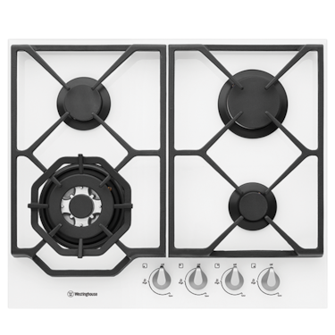 60cm white glass gas cooktop